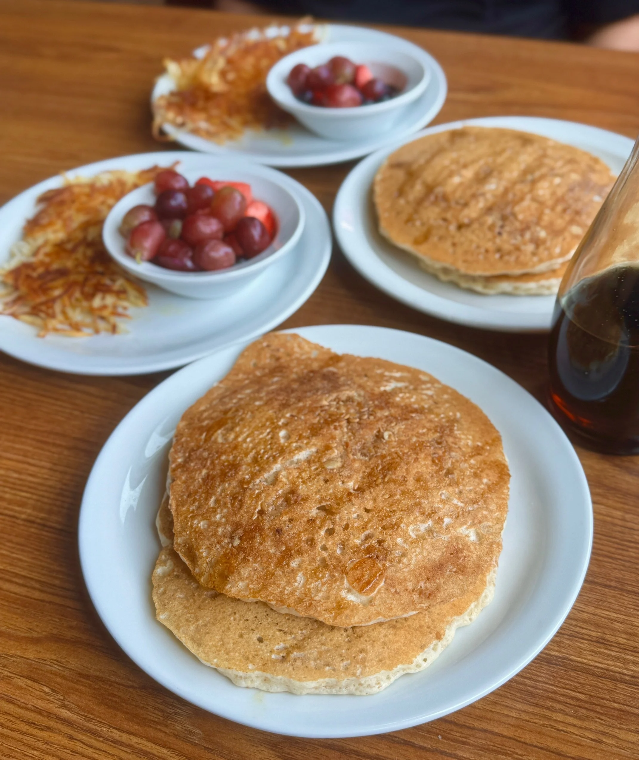 Manimaris pancakebasket（double）natural Denny's Plant-Based Pancake Slam — Bite-Sized Beet